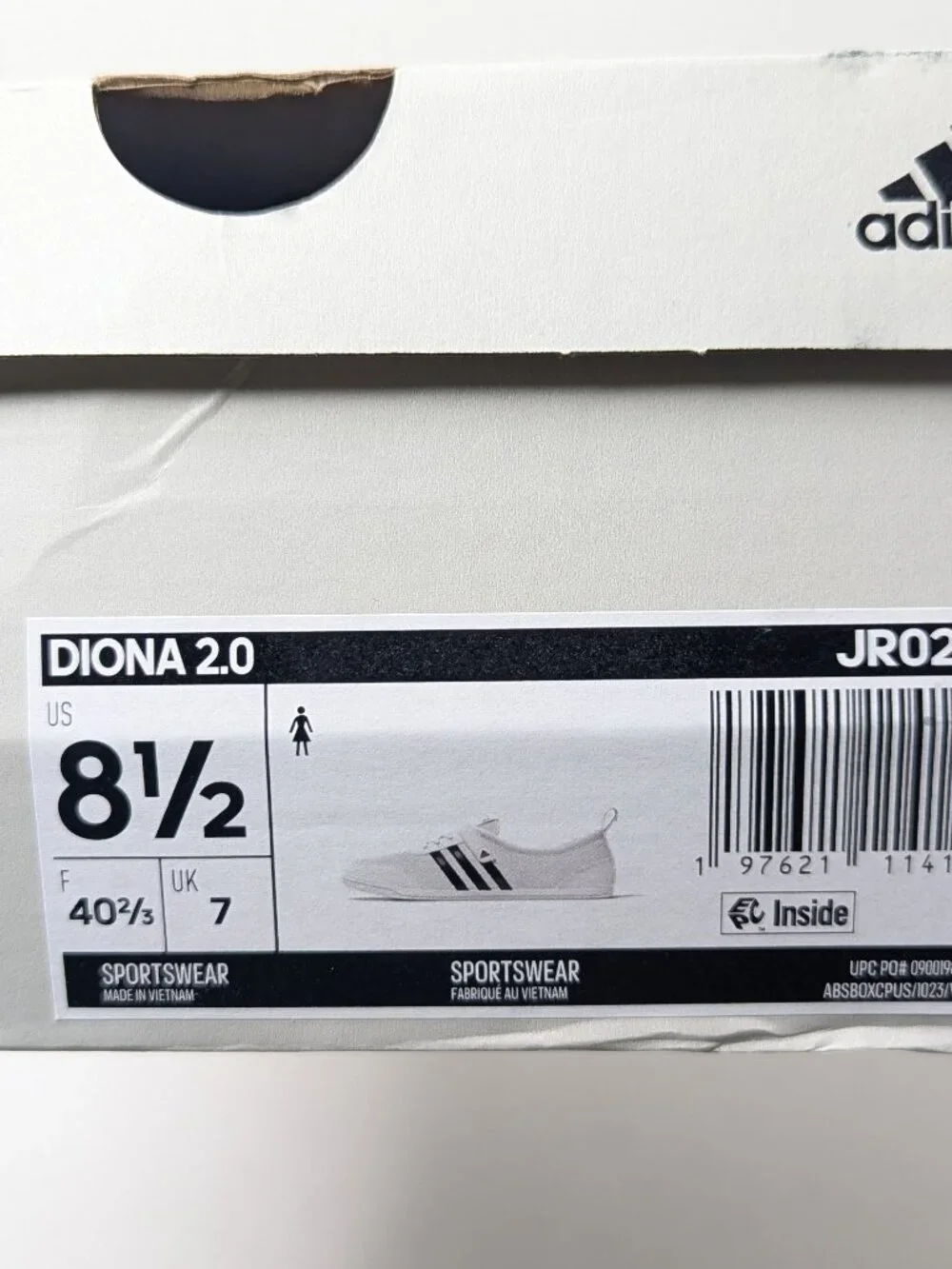Adidas Diona 2.0 Lightweight Sneakers White Black Womens 8.5